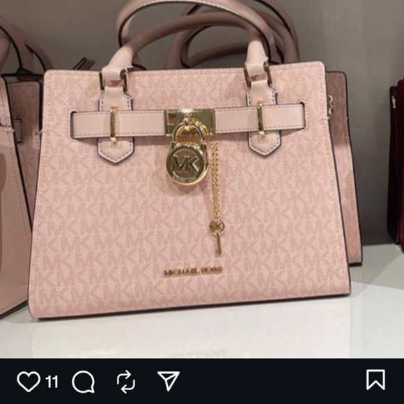 NWT MICHAEL KORS HAMILTON SMALL SATCHEL KEY LOCK CROSSBODY BAG POWDER BLUSH - Picture 5 of 5